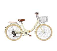 DUBTEDHOU Vélo Urbain pour Les trajets Quotidiens, Vélo de Banlieue Pliant for Adulte, Freins à 6 Vitesses, Porte-Bagages réglable, Blanc, Beige, 22-24 Pouces(Beige,22inch)