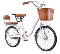 DUBTEDHOU Vélo Urbain pour Les trajets Quotidiens, Vélo de Banlieue Urbain for Femmes Adultes avec Dossier d'accoudoir Multicolore 20-24 Pouces(White,24inch)