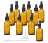 DUBUOZA 10PcsFlacon Spray Vide, 30 ml Ambré Bouteille Spray Verre, Flacon Huile Essentielle Vide avec entonnoir et Goutteur pour huiles essentielles, parfums, massages, soins capillaires et voyages