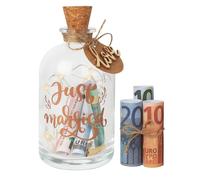 DUBUOZA Bouteille Lumineuse Led pour Mariage, Bouteille Cadeau Créative Avec Guirlandes Lumineuses, Cadeaux de Mariage pour Couple Mariage Commémorative Party, Bouteille Lumineuse (Just Married)
