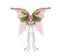 Dubute Ailes de fée pour adultes et femmes - Ailes de papillon pour filles, fleurs et feuilles, aile d'ange pour déguisement d'Halloween (rose-C, taille unique)