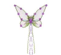 Dubute Ailes de fée pour adultes et femmes - Ailes de papillon pour filles, fleurs et feuilles, aile d'ange pour déguisement d'Halloween (violet-B, taille unique)