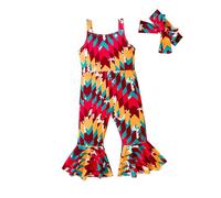 Dubute Barboteuse d'été sans manches pour bébé fille, imprimé fraise, combinaison porte-jarretelles, pantalon évasé, tenues pour petites filles, A-multicolore., 12-18 mois