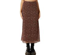 Dubute Jupe mi-longue en mousseline de soie avec imprimé floral bohème, marron, 44