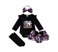 Dubute Tenue d'Halloween pour bébé fille avec jupe tutu et bandeau mignon 4 pièces, Black-My 1st halloweer, 6-9 mois