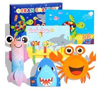 Dubydu Kit Activités Créatives Enfants 3+, Kit Bricolage Océan 6 en 1 avec Crabe, Sirène, Jeu Poisson Mange Poisson, Roue de Pêche, Chapeau Requin et Art Pompon