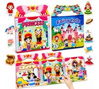 Dubydu Sticker Book Réutilisable pour Enfants 2-6 Ans, Gommettes Enfant avec Thèmes Princesse et Conte de Fées, Stickers 3D Réutilisables, Jeux de Voyage pour Filles (Fairy Tale & Princess)