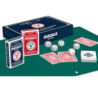 Ducale Coffret de jeux de cartes Origine – 2 jeux de 54 cartes, 5 dés, tapis néoprène 40x50 cm