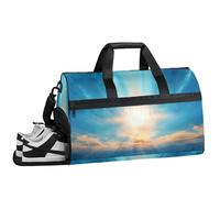 ducanll Blue Light Sac de sport pour homme avec compartiment à chaussures, sac de week-end avec bandoulière pour femme, idéal pour les voyages, la gym, le sport 43 l, Sky View, 19.7 x 13.8 x 9.9 in