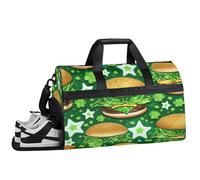 ducanll Burger Sac de sport pour homme et femme, 43 L, sac de sport de taille moyenne pour homme avec compartiment à chaussures, sacs à main pour avions et femmes, Trèfle., 19.7 x 13.8 x 9.9 in