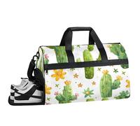 ducanll Plants Sac de sport pour homme avec compartiment à chaussures, sac de week-end cactus pour femme avec bandoulière, idéal pour les voyages, la gym, le sport, vert cactus, 19.7 x 13.8 x 9.9 in