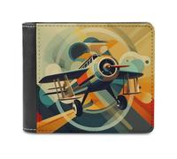 ducanll Portefeuille fin pour homme, portefeuille en cuir avec blocage RFID, cadeaux d'anniversaire pour homme, Modèles d'avions, 11.7x9.5cm, Modèles d'avions