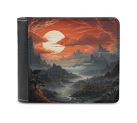 ducanll Portefeuille fin pour homme, portefeuille en cuir avec blocage RFID, cadeaux d'anniversaire pour homme, Mountain Lines Twilight, 11.7x9.5cm, Mountain Lines Twilight