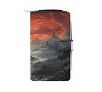 ducanll Portefeuille pour femme avec plusieurs emplacements pour cartes et compartiment pour téléphone portable, Mountain Lines Twilight, 19.7cm length, 11cm width, 3.5cm thickness