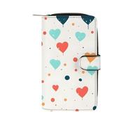 ducanll Portefeuille pour femme avec plusieurs emplacements pour cartes et compartiment pour téléphone portable, Motif à pois d'amour de dessin animé, 19.7cm length, 11cm width, 3.5cm thickness