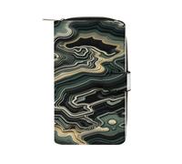 ducanll Portefeuille pour femme avec plusieurs emplacements pour cartes et compartiment pour téléphone portable, Motif ligne pliée abstraite verte, 19.7cm length, 11cm width, 3.5cm thickness