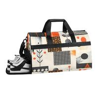 ducanll Sac de sport à motif floral pour femme, sac de sport imperméable, sac de voyage pour homme et femme, sac de nuit avec compartiment à chaussures, Patrons d'art, 19.7 x 13.8 x 9.9 in