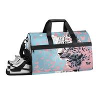 ducanll Sac de sport léopard pour homme, sac de sport imperméable pour voyage, week-end, sac de nuit pour femme avec compartiment à chaussures, Animaux, 19.7 x 13.8 x 9.9 in