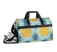 ducanll Sac de sport pour femme, sac de sport étanche avec compartiment à chaussures - Motif ananas - Pour le voyage et le week-end - Pour homme et femme, Ananas, 19.7 x 13.8 x 9.9 in