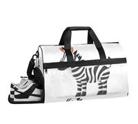 ducanll Sac de sport pour femme, sac de sport imperméable motif zèbre pour voyage, week-end, sac de nuit avec compartiment à chaussures, zébré, 19.7 x 13.8 x 9.9 in