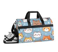 ducanll Sac de sport pour homme avec compartiment à chaussures, sac de week-end avec bandoulière pour les chats, idéal pour les voyages, la gym, le sport 43 l, chats, 19.7 x 13.8 x 9.9 in