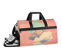 ducanll Sac de sport pour homme avec compartiment à chaussures, sac de week-end île avec bandoulière pour femme, fond orange, 43 l, idéal pour les voyages, la gym, le sport, Île, 19.7 x 13.8 x 9.9 in