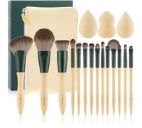 DUcare Ensemble de Pinceaux de Maquillage 14Pcs - Série Lime Extrêmement Confortable Cheveux Bruns Professionnel Kabuki Paquet Cadeau