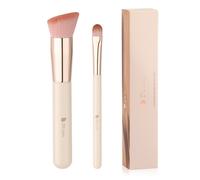 DUcare Set de 2 pinceaux : biseauté + correcteur pour application fond de teint - Blanc
