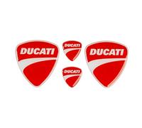 Ducati Lot d'autocollants 3D compatibles avec logo de moto - Autocollants en gel et époxy de qualité supérieure résistants aux UV pour les fans de moto (rouge et blanc)