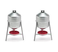 Ducatillon Lot de 2 Abreuvoirs Poules et Volailles 30L en Métal Galvanisé sur Pieds - Distributeur d'eau Grande Capacité pour Élevage
