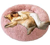 DUCHEN Lit pour Chien Grande Taille XL 100cm Rose, Panier Anti Stress, Coussin Apaisant XXL, Rond Orthopédique, Tapis Moelleux Lavable, Fermé, Moyen Taille, Déhoussable