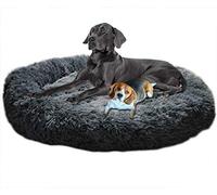 DUCHEN XXL Moelleux Coussin Chien Rond Lavable,Lit pour Chien Orthopedique Apaisant XL,Panier pour Chien Grande Taille,Tapis Chien Orthopedique XXXL,Panier Chien Moyen Taille,Anti Stress Gris foncé