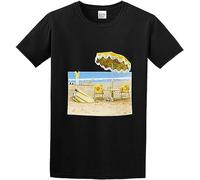 ducie Men's Ne&il You&ng on The Beach Organic T-Shirt BlackCotton T Shirt Black L