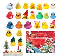 Duck Advent Christmas Calendar - 24 Days Countdown Surprise Set, Festive Rubber Bath Toys, Holiday Surprise Decor for Kids Boys Girls, Home School Desktop Party Display, Multicolor