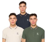 Duck And Cover Melports Hommes Manche Courte 3pk Polo Smart Décontracté Assortis