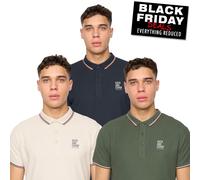 Duck And Cover Melports Hommes Manche Courte 3pk Polo Smart Décontracté Assortis