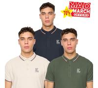 Duck And Cover Melports Hommes Manche Courte 3pk Polo Smart Décontracté Assortis