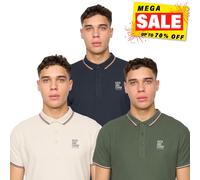 Duck And Cover Melports Hommes Manche Courte 3pk Polo Smart Décontracté Assortis