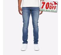 Duck And Cover Overburg Designer Casual Chic Jeans Homme Mi-Lavage Marine
