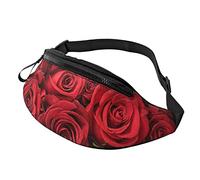 Duck by The Lake Sac banane pour homme et femme, sac banane pour festival, voyage, sport, marche, Motif roses - Rouge, Taille unique