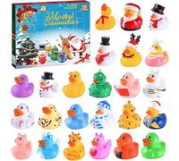 Duck Calendrier de l'Avent 2025, 24 jours de Noël, compte à rebours en caoutchouc, cadeaux de vacances amusants, calendrier de l'Avent de Noël (lot F)