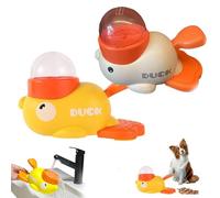 Duck Cat Treat Dispenser, 2-in-1 Interactive Slow Feeder Toy for Healthy Eating & IQ Training, Anti-Gulping Design with Puzzle Button for Pet (2 Pcs Mix)