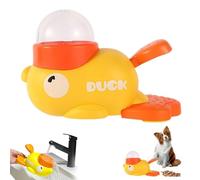 Duck Cat Treat Dispenser, 2-in-1 Interactive Slow Feeder Toy for Healthy Eating & IQ Training, Anti-Gulping Design with Puzzle Button for Pet (Yellow)