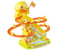 Duck Climbing Stairs Toy - Musical Light-Up Cartoon Duck Roller Coaster, Interactive Climbing Stairs Game, Engaging Early Learning Playset, Portable Durablee Toy | Kids Exercise Hands-On Ability Birth