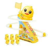 Duck Climbing Toy | ABS, 10.6in X 5.9in X 9.5in, 250g | Electric Stair-Climbing Rail Car With 6 Ducks | Battery Powered Slide Toy For Kids,
