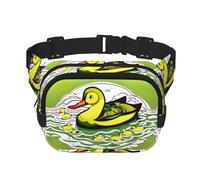Duck Flock Sac banane carré double couche avec sangle réglable pour activités de plein air, noir, taille unique, Noir , Taille unique