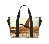 Duck Fly Upon River Sac fourre-tout portable pour femme avec imprimé fleuve, convient pour les entraînements de gym, les trajets et les voyages