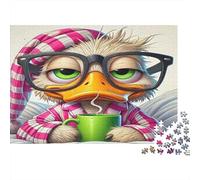 Duck in Pajamas 1000Pc for Adults Kids: Duck in Pajamas with Green Cup Educational Games Suitable for Decompression 52x38cm/1000pcs