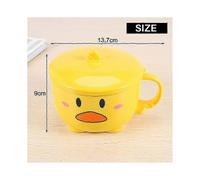 Duck Ramen Noodles Bowl with Lid Cute Stainless Steel Kitchen Fruit Instant Rice Soup Double-Layer B