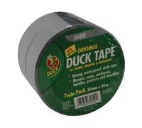 Duck Ruban De Réparation Tissu Fixation, 50mm x 50m Noir Argent (Double)
